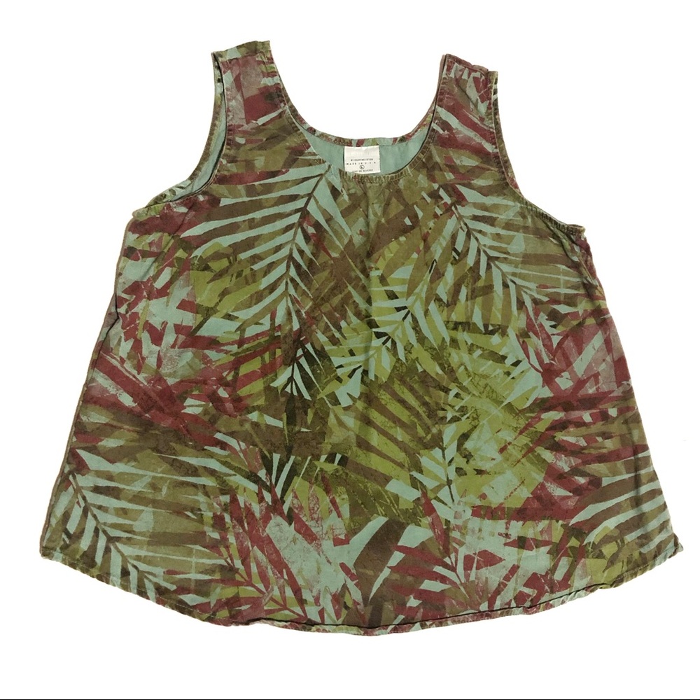 CLICK color me cotton tropical leaf tank top | LG